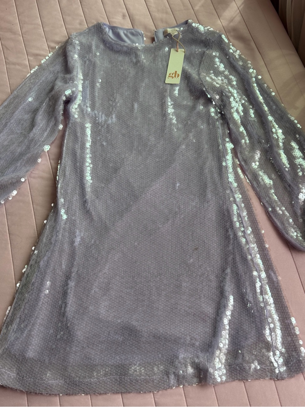 Lila Sequin Long-Sleeve Shift Dress big girls 10-12 new